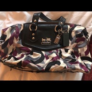 Coach classic purple gray white handbag